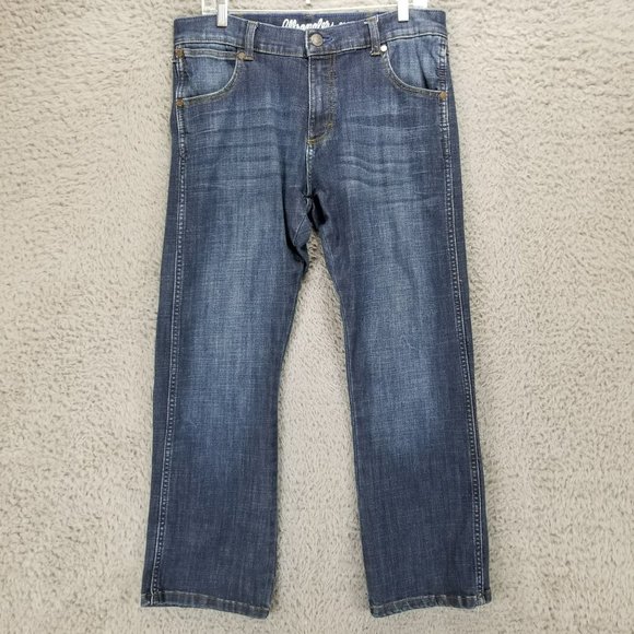 Wrangler Jeans Mens 33x30 Retro Dark Wash Stretch Mid Rise Slim Boot - Picture 1 of 16